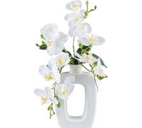 Phalaenopsis Orchidée 42 cm Blanc dans un élégant vase en céramique - Real Touch Plante artificielle