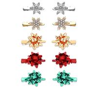 PHALIN Lot de 10 pinces à cheveux de Noël pour femme - Couronne de flocon de neige - Renne et clochette - Strass - Accessoires de cheveux festifs - Cadeaux de Noël