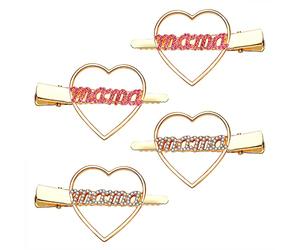 PHALIN Lot de 2 paires de pinces à cheveux pour femme en émail en forme de cœur avec strass pour fête des mères Style 1