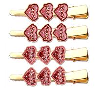 PHALIN Lot de 4 pinces à cheveux en forme de cœur avec strass pour femme - Accessoire de coiffure étincelant (4 pièces) E