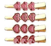 PHALIN Lot de 4 pinces à cheveux en forme de cœur en strass pour femme - Accessoire de coiffure étincelant (4 pièces) D