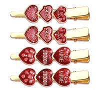 PHALIN Lot de 4 pinces à cheveux en forme de cœur en strass pour femme - Accessoire de coiffure étincelant (4 pièces) F