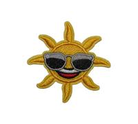 Phanie Boutique - Patch thermocollant Soleil à lunettes - Jaune - 6.2 cm x 6.2 cm - 1 pièce - Circulaire, Ovale - Vacances - Casual, Playful - Thermocollant - FABRIC_APPLIQUE_PATCH - 9708108031