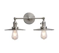 Phansthy Applique murale, 2 flamants, abat-jour en métal, lampe murale de loft industriel, style vintage, style maison de campagne, E27, éclairage mural, applique murale de cuisine (couleur acier