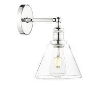 Phansthy Applique murale loft, entonnoir en verre transparent, style industriel vintage, applique murale élégante et simple, style industriel (couleur chromée)