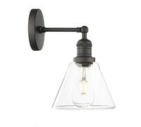 Phansthy Loft Applique, Entonnoir en Verre Clair, Applique Murale Industrielle Vintage Applique Murale Chic Simple Applique Style Industriel (Couleur Noire)