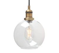 Phansthy Pendentif Vintage Industriel Rétro Plafonnier 20cm Globe Abat-Jour En Verre Clair Suspension Décoration Lampe pour Loft Cuisine Café Bar E27 (Antique)