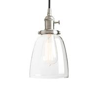 Phansthy Suspension vintage industrielle - Lampe suspendue - Lustre en verre E27 - Douille de lampe - Plafonnier pour cuisine, cave, salon - Couleur acier inoxydable brossé