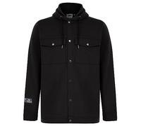 Phantom Hooded Brushback Fleece Overshirt Jacket in Jet Black - Tokyo Laundry - XXL