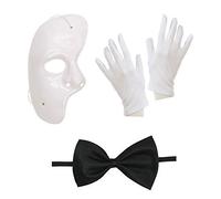 Phantom of the Opera Halloween Fancy Dress Set (Mask, Gloves, Dickie Bow) by Robelli