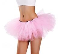 Phantomon Jupe tutu classique élastique 5 couches en tulle pour femme et adolescente, style vintage années 1950, taille adulte, rose, Taille Unique