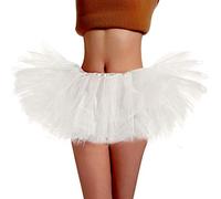 Phantomon Jupe tutu classique élastique 5 couches en tulle pour femme et adolescente, style vintage années 1950, taille adulte, blanc, Taille Unique
