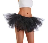 Phantomon Jupe tutu classique élastique 5 couches en tulle pour femme et adolescente, style vintage années 1950, taille adulte, noir, Taille Unique