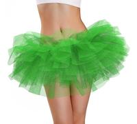 Phantomon Jupe Tutu Classique élastique 5 Couches en Tulle pour Femme et Adolescente, Style Vintage années 1950, Taille Adulte, Vert, Taille Unique