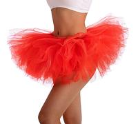 Phantomon Jupe tutu classique élastique 5 couches épaisses pour femme - rouge - taille unique