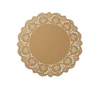Phantomon Lot de 100 napperons en papier dentelle marron de 30,5 cm - Sets de table jetables en papier naturel non coloré non coloré, respectueux de l'environnement pour gâteaux, desserts, table à