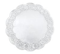 Phantomon Lot de 100 napperons jetables en papier dentelle argentée de 35,6 cm pour gâteaux, desserts, table à manger, mariages, fêtes d'anniversaire