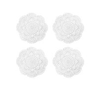 Phantomon Lot de 4 napperons Ronds de 20,3 cm en Dentelle au Crochet Faits à la Main 100% Coton (Blanc)