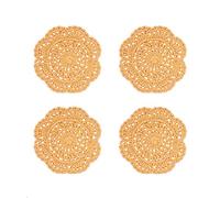 Phantomon Lot de 4 napperons ronds en dentelle au crochet faits à la main, 10,2 cm (jaune gingembre)