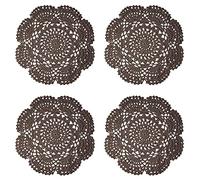 Phantomon Lot de 4 napperons ronds en dentelle de 20,3 cm faits à la main 100 % coton au crochet Marron foncé