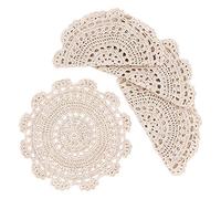 Phantomon Lot de 4 napperons Ronds en Dentelle de Coton Faits à la Main Beige 25,4 cm