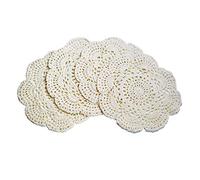 Phantomon Lot de 4 napperons Ronds en Dentelle Faite à la Main 100% Coton 20,3 cm (Beige)