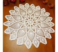 Phantomon Napperons Ronds en Dentelle de 50,8 cm Faits à la Main en Crochet pour Tables, canapés, 100% Coton (Beige)