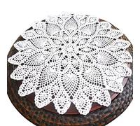 Phantomon Napperons Ronds en Dentelle de 50,8 cm Faits à la Main en Crochet pour Tables et canapés, 100% Coton (Blanc)