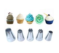 Phantomsky 5 Pièces Grande Douilles Pâtisserie en Acier Inoxydable, Poche à Douille Accessoires de Décoration decorer votre Tarte, Biscuit, Pâtisserie, Bonbon, Gâteau, Cupcakes et Cookies