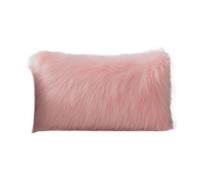 Phantoscope Faux Fur Solid Decorative Pillow Cover Fluffy Throw Pillow Mongolian Luxury Fuzzy Pillow Case Cushion Cover for Bedroom and Couch,Pink 18 x 18 Inches