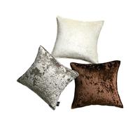 PHANTOSCOPE Housse de Coussin en Velours Gaufré Brillant avec Galon, Carré, 1 Pièce, Marron, 18 x 18 Pouces (45 x 45 cm), pour Canapé, Lit et Chaise