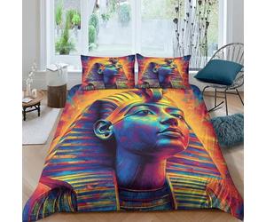 Pharaoh Portrait Ensemble De Literie Microfibre 3 Pièces 3D Imprimée Hypoallergique Vibrant Digital Art Linge de Lit avec Fermeture Éclair Ultra Douce for Chambre de Adolescents King（220x240cm）