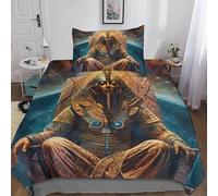 Pharaon d'Égypte Linge De Lit, Fermeture À Glissière TuChar (d'assaut) hamun Parure De Lit Confortable Literie Respirant Hygroscopique Housse De Couette Single（135x200cm）