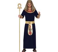 Pharaon égyptien Robe antique Coiffe dorée Motif mystique des yeux Costumes historiques de carnaval, Taille : 54 - 56 (XL) Couleur : Noir