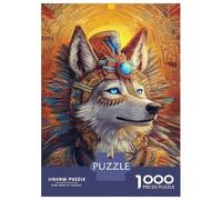 Pharaon Loup Antique 1000 Pièces Puzzle Premium Coffret Puzzle Carton Solide - Ultra Dur pour Couples, Top Noté, Cadeau Noël Parfait pour Tout Le Monde 52x38cm/1000pcs