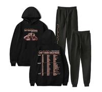 PHARCOYOU Central Cee Can't Rush Greatness World Tour Sweat à capuche et pantalon de jogging Ensemble deux pièces pour femmes et hommes, Noir , S