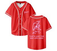 PHARCOYOU Gracie Abrams That's Just The Way Life Goes Maillot de baseball à manches courtes pour femme et homme, Rouge, M