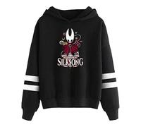 PHARCOYOU Hollow Knight Silksong Merch Sweat à capuche sans poches à barres parallèles pour manches Streetwear Femmes Hommes Sweat à capuche, Noir , 4XL