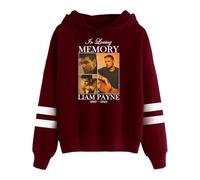 PHARCOYOU In Loving Memory Liam Payne Sweat à capuche sans poche avec barres parallèles Manches Streetwear Femmes Hommes, Rouge, S