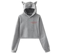 PHARCOYOU Lara Fabian Ià Merch Sweat à capuche oreilles de chat à manches longues pour femme, gris, L