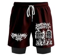 PHARCOYOU Lil Darkie Moshpit Short de sport 2 en 1 pour femme et homme, marron, M