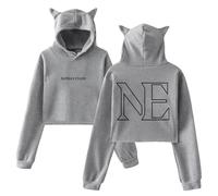 PHARCOYOU Nathan Evans Sweat à capuche à manches longues avec oreilles de chat pour femme, gris, M