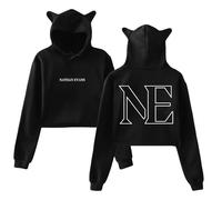 PHARCOYOU Nathan Evans Sweat à capuche à manches longues avec oreilles de chat pour femme, Noir , XS