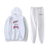PHARCOYOU Stray Kids Ate Chk Chk Boom Merch Merch Hoodies Jogger Pants Ensemble deux pièces sweatshirts + pantalons de survêtement pour femmes et hommes, blanc, S