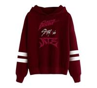 PHARCOYOU Stray Kids Ate Chk Chk Boom Merch Sweat à capuche sans poche avec barres parallèles Manches Streetwear Femmes Hommes, Rouge, L