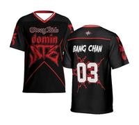 PHARCOYOU Stray Kids Dominate World Tour 2025 Maillot de football col en V à manches courtes Streetwear pour homme et femme, multicolore, XXS
