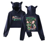 PHARCOYOU The Apothecary Diaries Maomao Anime Sweat à capuche oreilles de chat Sweat à capuche à manches longues Crop Top Vêtements pour femme, bleu marine, M