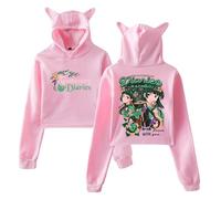 PHARCOYOU The Apothecary Diaries Maomao Anime Sweat à capuche oreilles de chat Sweat à capuche à manches longues Crop Top Vêtements pour femme, rose, L