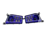 Phare 1 Paire Phares LED À Faisceau Haut Et Bas 6000K 3450LM Pour VTT Pour Polaris Pour RZR 900 2015 2016 2017 Pour RZR 1000 S 2016-2017 Avec DRL Halo Phares Avant Assemblage(Bleu)