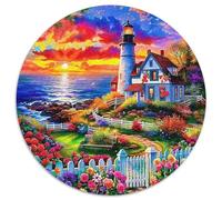 Phare 1000 Pièces Puzzle pour Adultes Et Enfan Natural Scenery Puzzle Rond Décompression Créative Jeu Cadeau Unique 1000pcs (67.5x67.5cm)